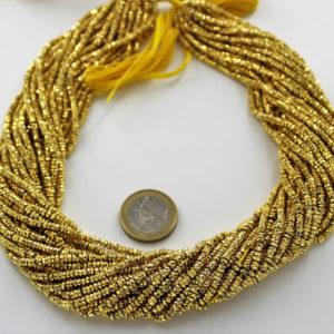 Plated_Golden_Pyrite_Tyre_Faceted_Beads_By_Ariyangems